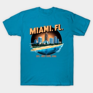 Miami, Florida. Souvenir Vintage Nostalgic Cityscape tee T-Shirt